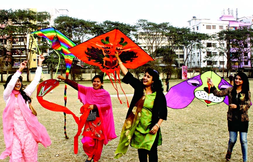 Marking the Poush Festival the Dhakabashi- a socio-cultural organisation organised a kite flying festival at the Dhaka University TSC premises on Tuesday.