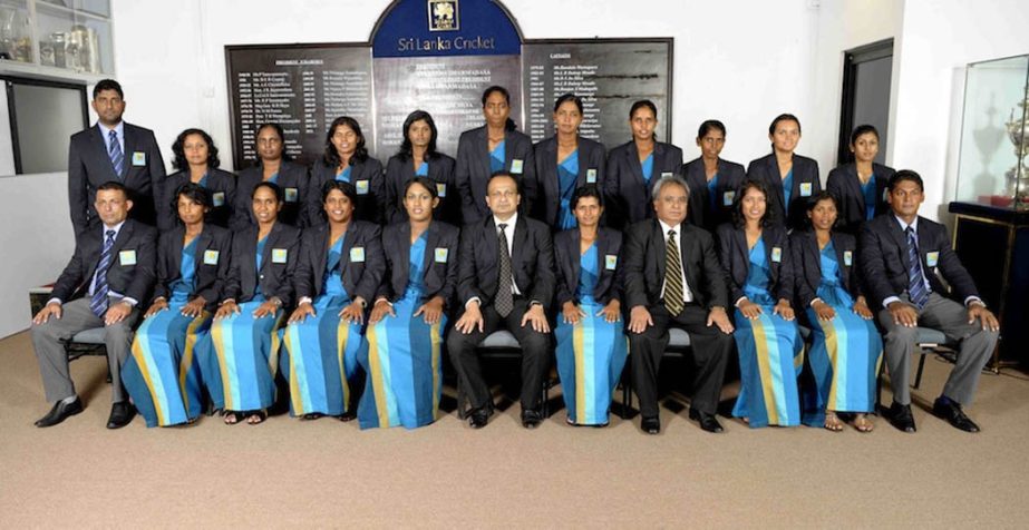 The Sri Lanka women's team poses before their tour of India on Wednesday. Agency photo