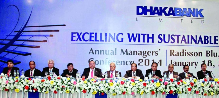 Abdul Hai Sarker, Chairman of the Board of Directors of Dhaka Bank Limited inaugurating Annual Managers' Conference 2014 of the bank at a city hotel on Saturday.