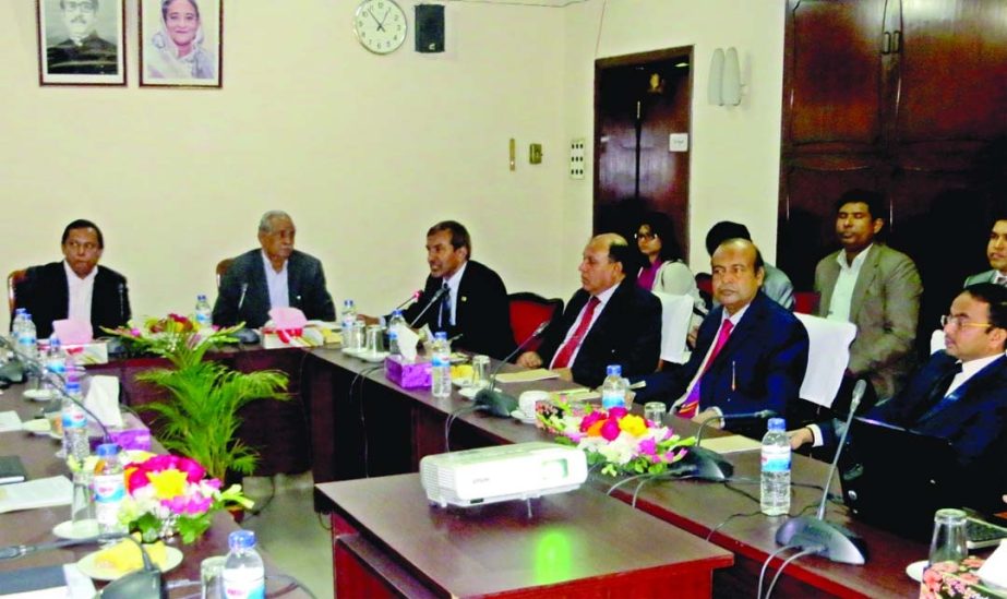 Jute and Textiles minister Imajuddin Pramanik and state minister Mirza Azam holding a meeting with the high officials of Bangladesh Jute Mills Corporation (BJMC) on Saturday.