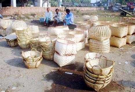 Bamboo made baskets are in great demand in Chittagong. This picture was taken from Shaklul hat in Sitakundo on Tuesday.