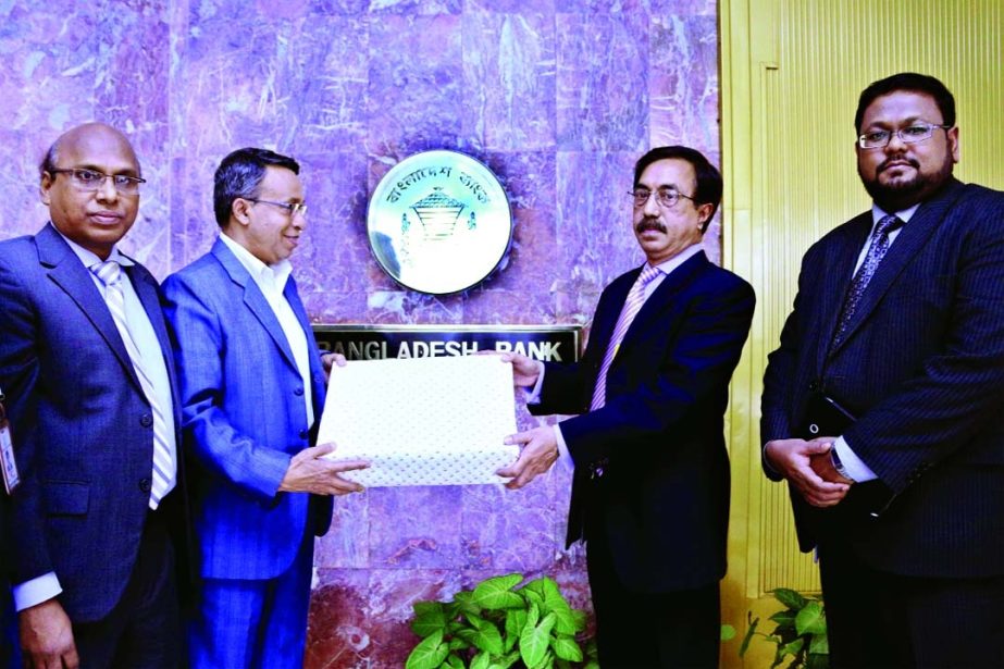 Faruq Moinuddin, Additional Managing Director of City Bank handing over blankets to AFM Asaduzzaman, General Manager, Governor Secretariat of Bangladesh Bank recently for distributing among the cold-affected poor people of the country.