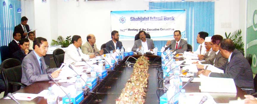 Mohammad Younus, Chairman of the Executive Committee (EC) of Shahjalal Islami Bank Limited presiding over the 562nd EC meeting held at its head office recently.