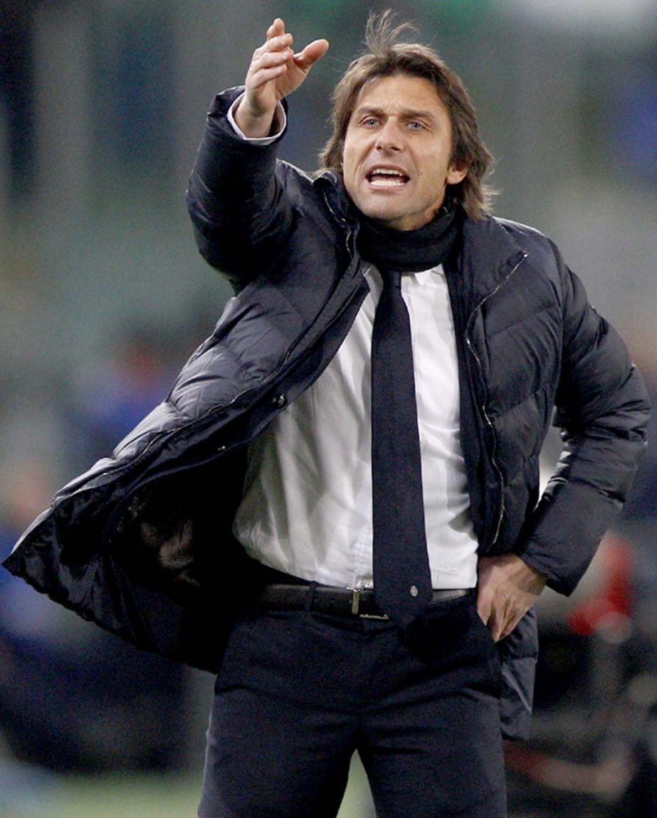 Juventus coach Antonio Conte gestures during a Serie A soccer match between Lazio and Juventus, at Rome's Olympic Stadium on Saturday.