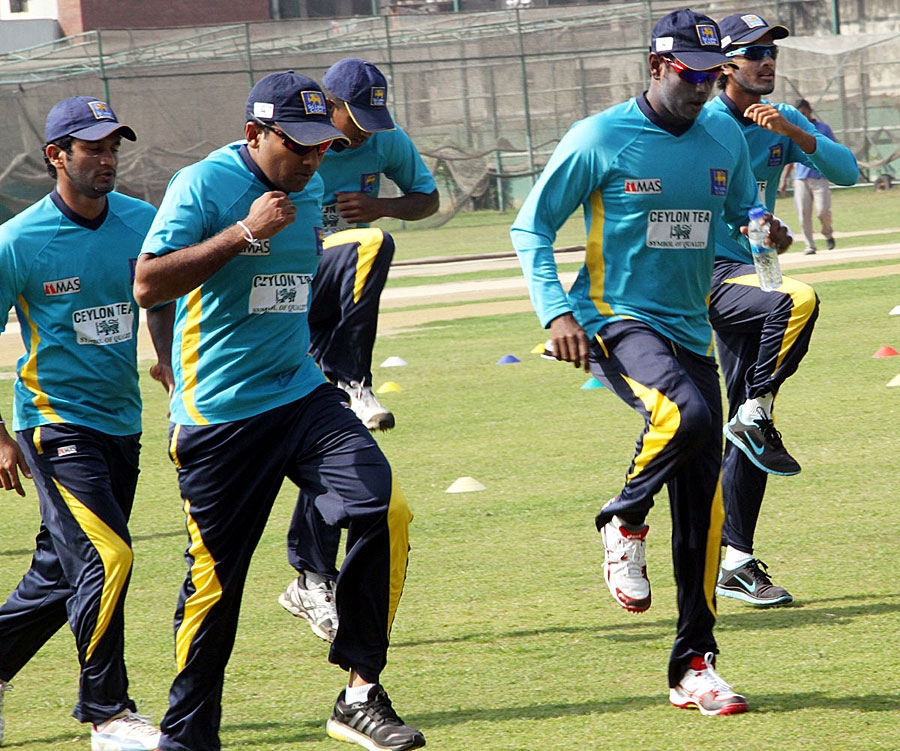 The Sri Lankan players took part a practice session at the Sher-e-Bangla National Cricket Stadium in Mirpur on Saturday.