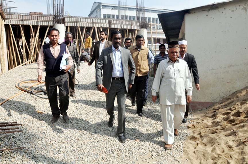 CCC Mayor M Monzoor Alam visiting the extending academic building of City Corporation Girls' High School & College yesterday.
