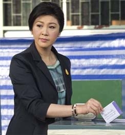 Prime Minister Yingluck Shinawatra voted soon after polls opened.