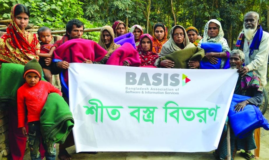 Bangladesh Association of Software and Information Services in co-operation with Agrani Bank distributed warm cloths among cold stricken distressed people in different parts of the country recently. Joint secretary of Basis M Rashidul Hasan was present.