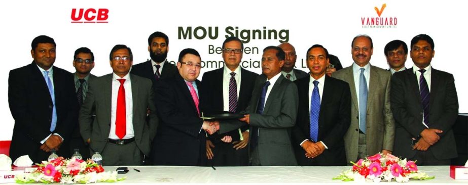 United Commercial Bank (UCB) Ltd has signed a Memorandum of Understanding (MOU) with Vanguard Asset Management Limited recently. In the picture Muhammed Ali, Managing Director of UCB is seen along with other senior officials at the MOU signing function.
