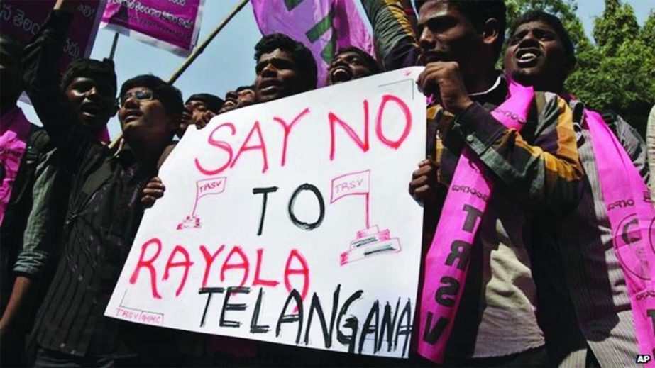 Protests against Telangana state in India Lawmakers in Andhra Pradesh have rejected the creation of a new state.