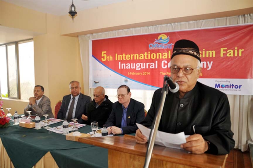 CCC Mayor M Monzoor Alam speaking as chief guest at the inaugural ceremony of 5th International Tourism Fair in Chittagong yesterday.