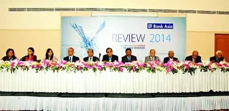 A Rouf Chowdhury, Chairman of Bank Asia, addressing the Annual Business Conference 2014 held at a city hotel on Saturday.