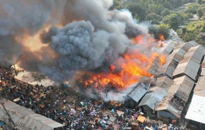 Mirpur slum catches fire