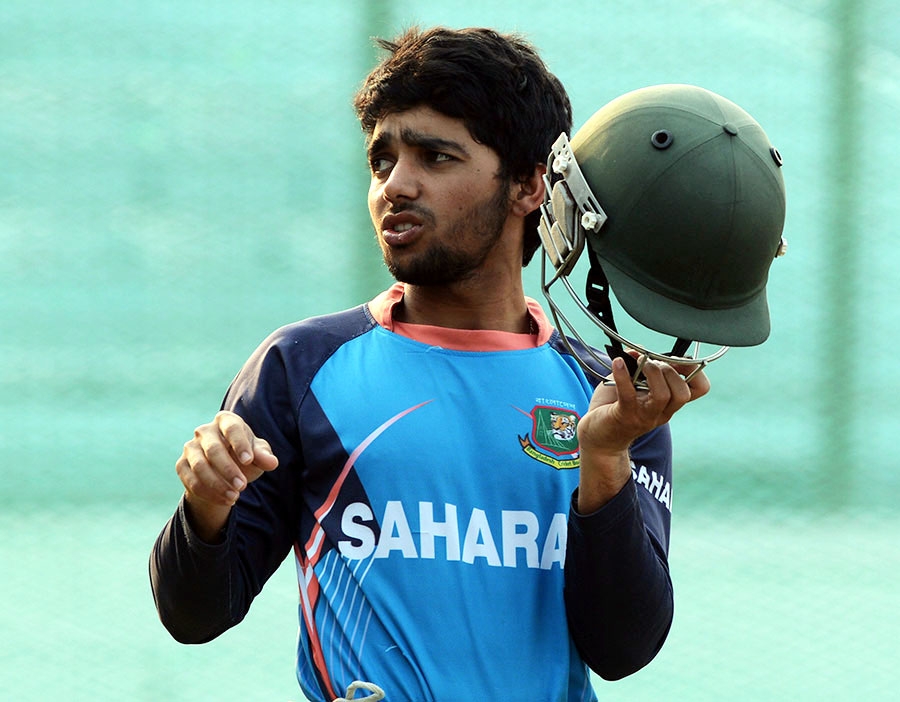 Mominul Haque prepares to go into the nets at Chittagong on Monday. Hosts Bangladesh will meet touring Sri Lanka in the 1st T20I of the two-match T20 International at Zahur Ahmed Chowdhury Stadium in Chittagong at 5 pm on today.