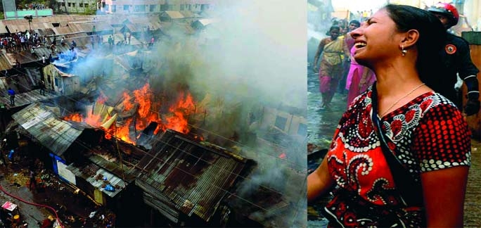 A devastating fire broke out at a slum near Janata Housing Project at Mirpur and about 200 shanties were burnt to ashes on Tuesday.