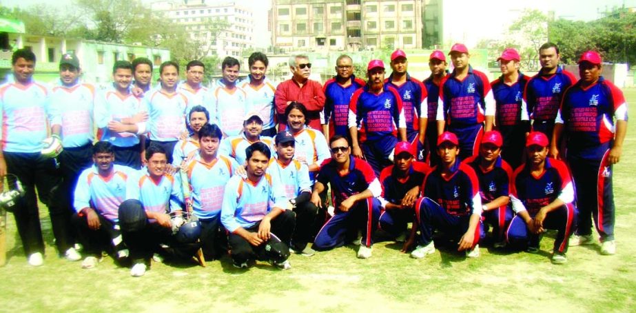 Players of Dhaka Cricketers and Dhaka India pose for a photo session before starting their match of the Raman Lamba T20 Cricket Tournament at the City Club Ground in Mirpur on Friday.