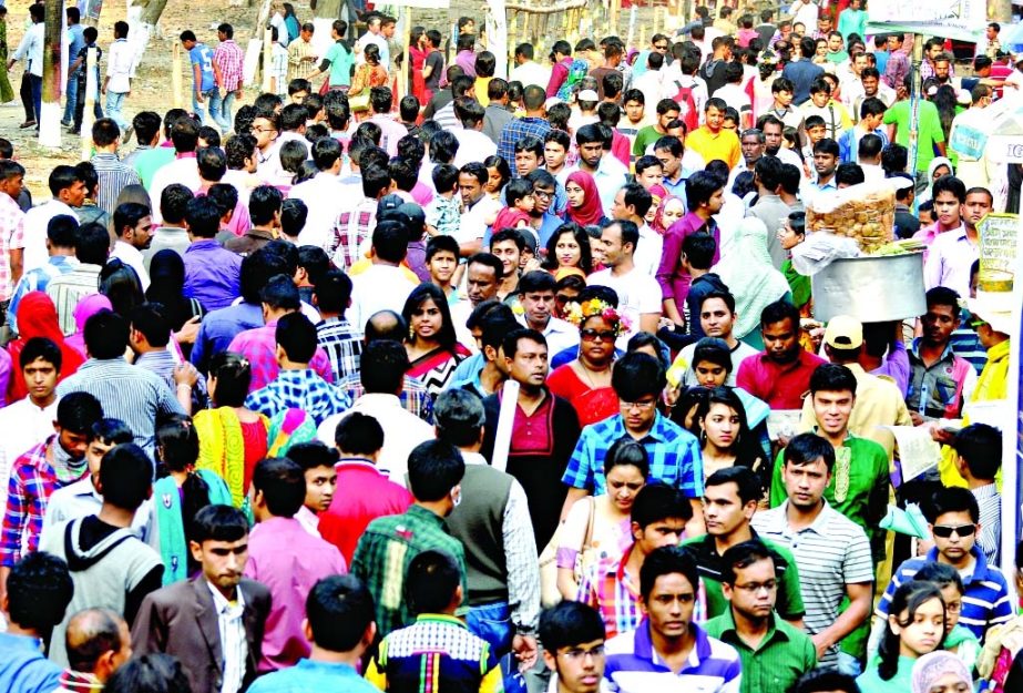 Ekushey Boi Mela turned into sea of the book lovers on the occasion of Valentine's Day on Friday.