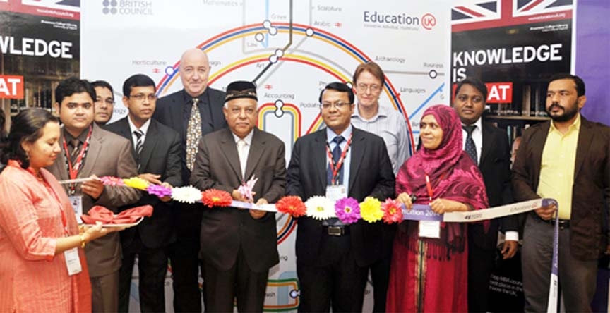 CCC Mayor M Monzoor Alam inaugurating U K Education Fair organised by British Council at a local hotel in Chittagong yesterday.