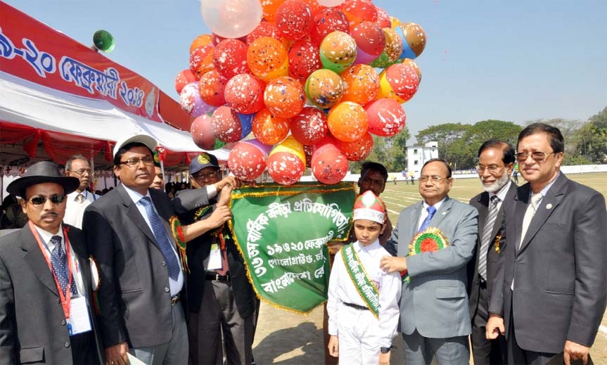 Railway Minister Md Mojibul Haq MP inaugurating 36th annual sports competition of Bangladesh Railway in Chittagong yesterday.