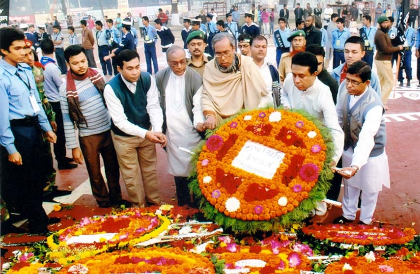 Prof. Dr. S.M. Nazrul Islam Vice-Chancellor of BUET placing floral wreaths at the Central Shaheed Minar on Friday (21st February) in observance of the International Mother Language Day.