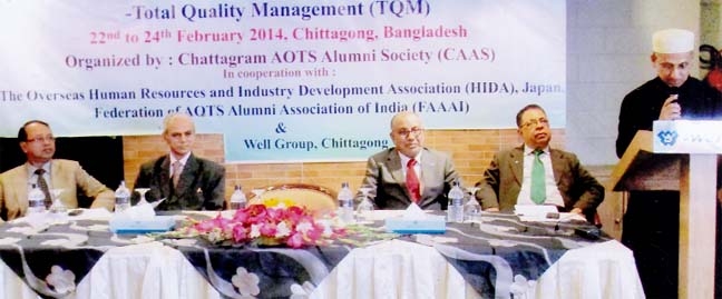 CDA Chairman Abdus Salam speaking at a workshop on total quality management organised by Chattagram AOTS Almuni Society yesterday.