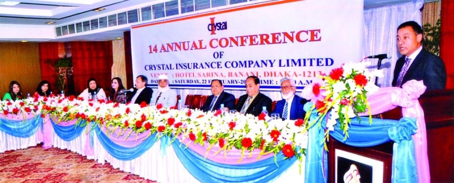 Abdullah Al-Mahmud, Chairman of the Crystal Insurance Company Limited inaugurating the 14th Annual Conference of the company held at a city hotel recently. MA Latif Miah, Managing Director of the company presided.