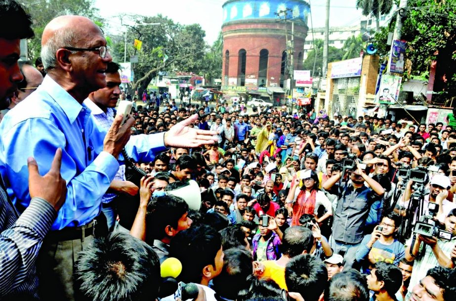 Education Minister Nurul Islam Nahid while visited the agitating students of Jn Varsity at Victoria Park on Wednesday assured them of recovering their dormitories from the grabbers.