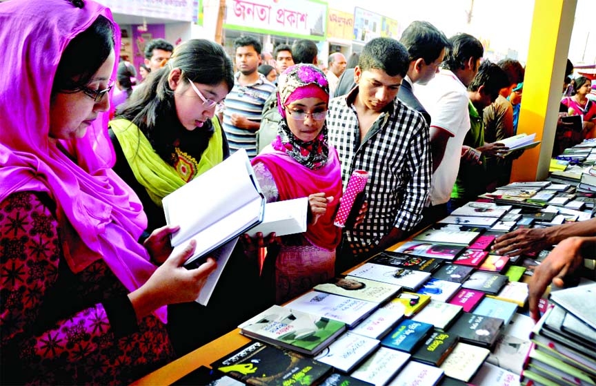 Ekushey Boi Mela now opens at 2pm everyday instead of 3pm to cope with large number of book lovers. This photo was taken on Wednesday.