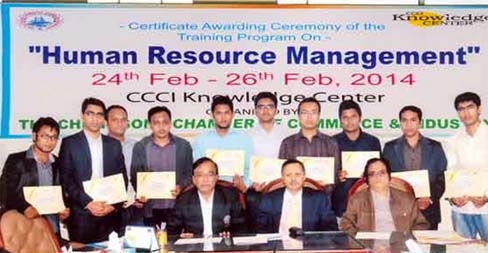 CCCI leaders seen in the certificate distribution ceremony of Human Resource Management training ended yesterday.