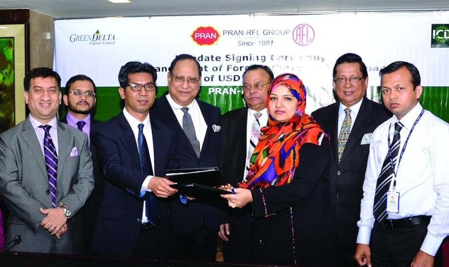 PRAN-RFL Group, Green Delta Capital Limited (GDCL) and Islamic Corporation for the Development of the Private Sector (ICD) jointly signed an agreement on Thursday. Under the deal GDCL will receive 35million foreign currency term loan and ICD will play as