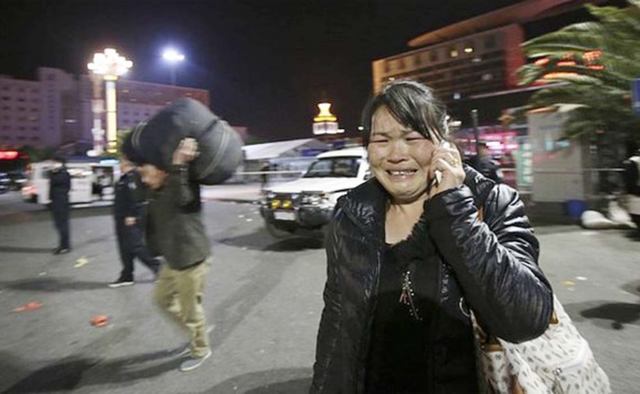 There were scenes of shock and anguish after the knife-attack at a railway station in Kunming, China on Saturday night.