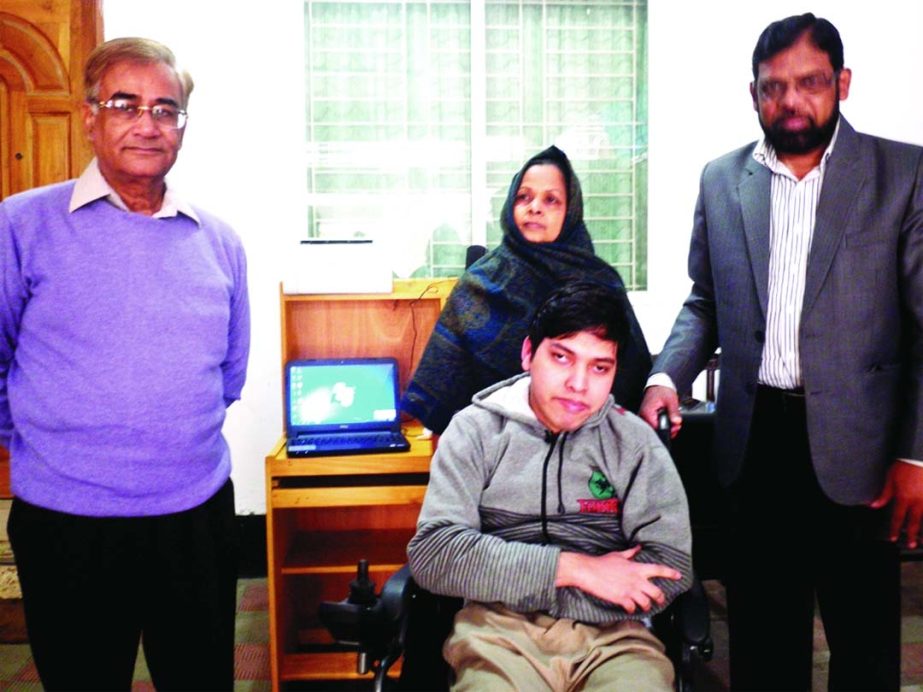 Center for Zakat Management (CZM) has distributed a motorized wheelchair to a physically retarded Youngman, aged 20, suffering from Cerebral Palsy (C.P.) disease on Thursday at his residence. A laptop and a printer are also provided to support his self-em