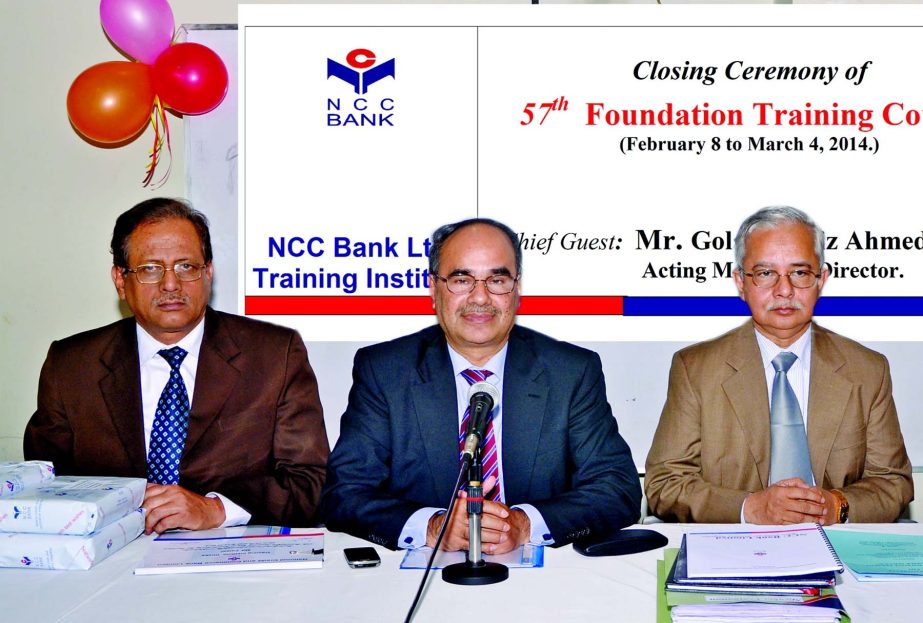 Golam Hafiz Ahmed, Acting Managing Director of NCC Bank distributing certificates among the trainees of a month-long Foundation Course organized by the bank at its Training Institute recently. Jagadish Chandra Debnath, Principal of the institute presided.