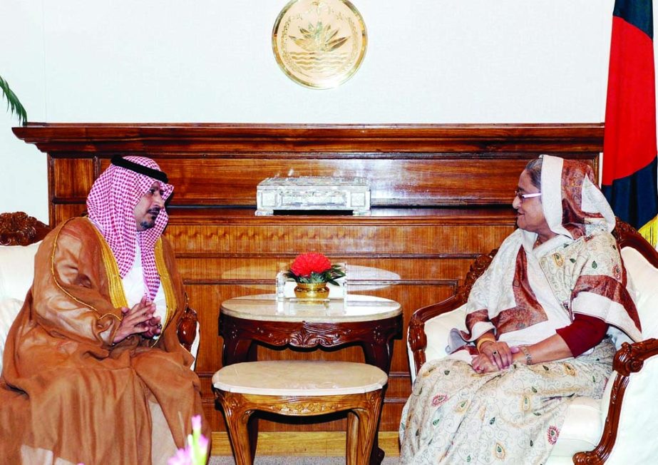 Envoy of Saudi Arabia to Bangladesh Dr Abdullah N A Al Bussairy paid a courtesy call on Prime Minister Sheikh Hasina at the latter's office on Wednesday. BSS photo