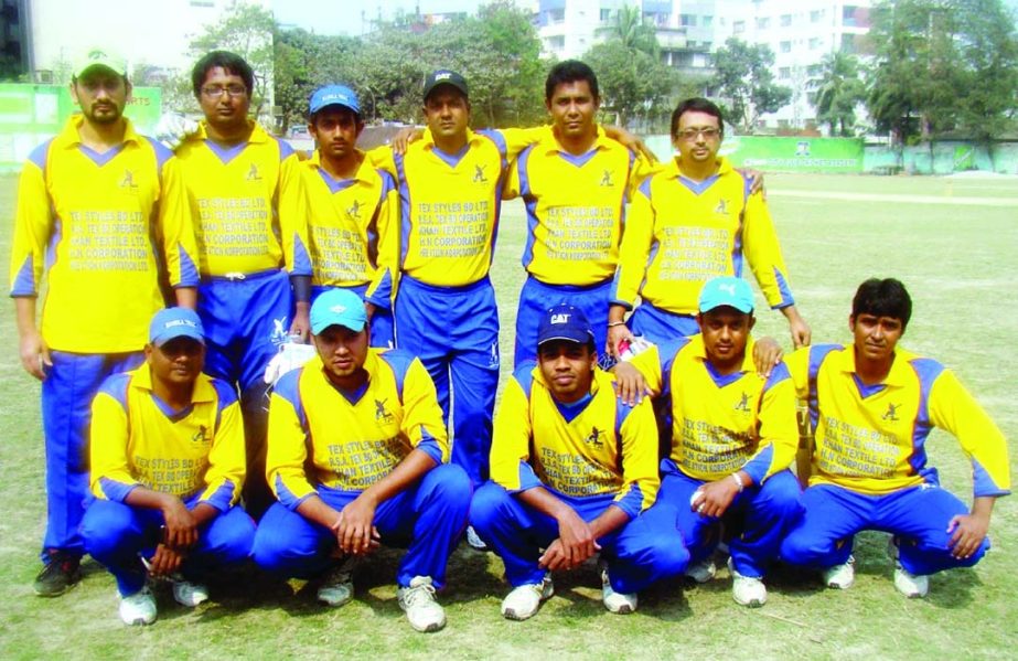 Players of Bangla Tac pose for a photograph after defeating Dhaka Indian in their match of the Raman Lamba Twenty20 Cricket Tournament at the City Club Ground in Mirpur on Friday.