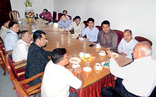 Housing & Public Works Minister Engineer Mosharaf Hossain addressing a view exchange meeting with the members of Chittagong Reporters' Unity (CRU) at Chittagong Circuit House Auditorium yesterday.