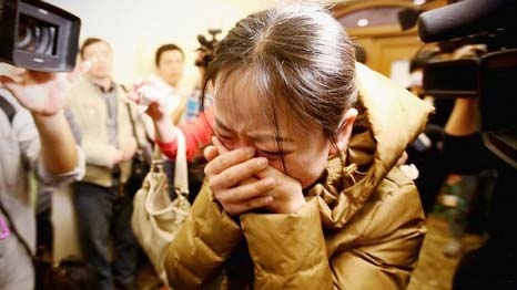 Friends and relatives expecting to meet passengers from the flight in Beijing were taken to a nearby hotel.