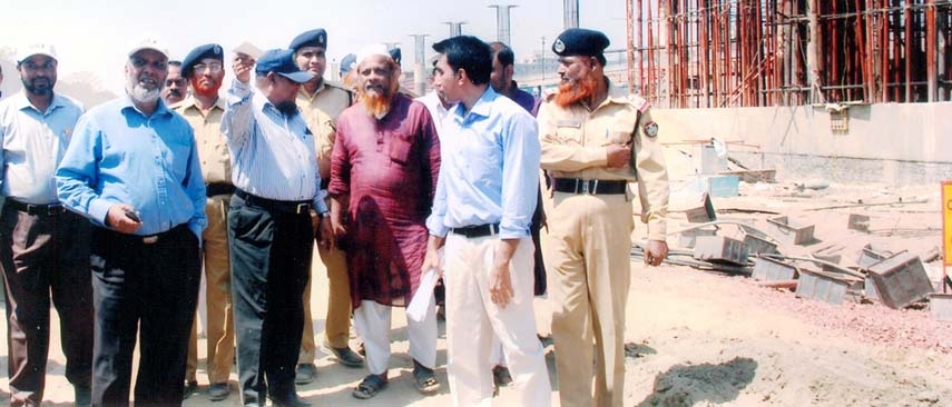 Mokbul Ahmed, General Manager, Railway Eastern Zone visiting the re-modeling work of Chittagong Railway Station on Monday.