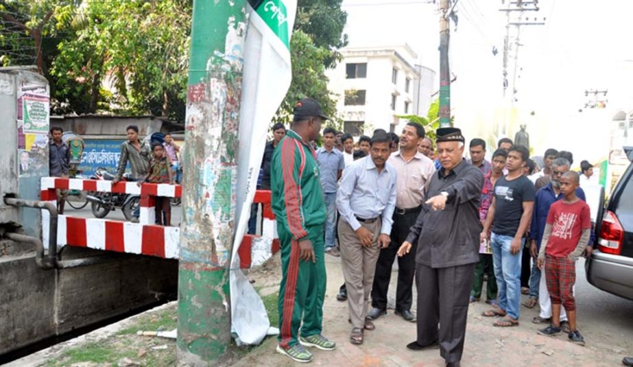CCC Mayor M Monzoor Alam visiting beautification works in Chittagong city ahead of T-20 World Cup yesterday.
