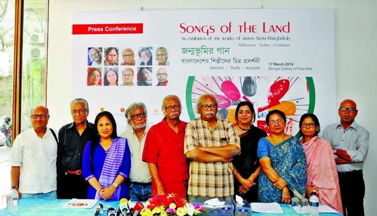 Participating 10 artists at a photo session after press conference at Bengal Shilpalaya on Monday