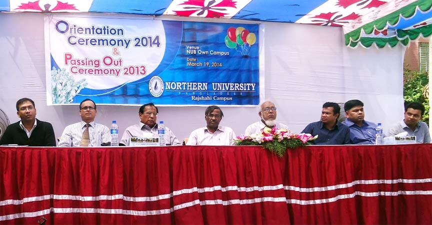 Prof Md Ibrahim, academic coordinator and campus in-charge of NUB Rajshahi Campus speaks at the freshers reception ceremony at its Rajshahi campus recently.