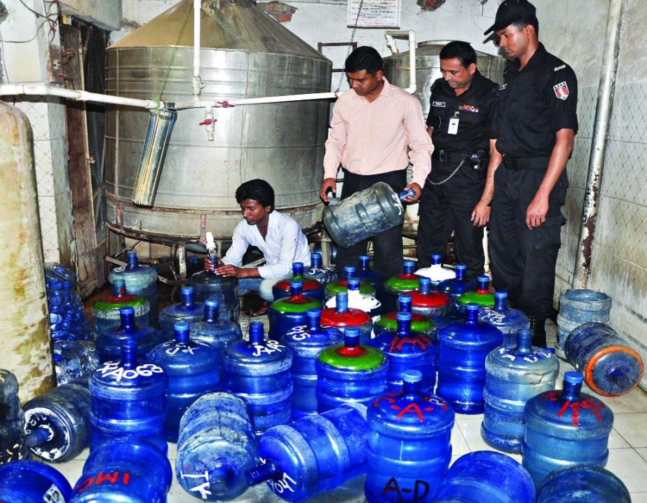 Members of RAB led by a magistrate conducted drive in city's Murgipara area of Tejgaon on Friday and sealed off an illegal water factory.