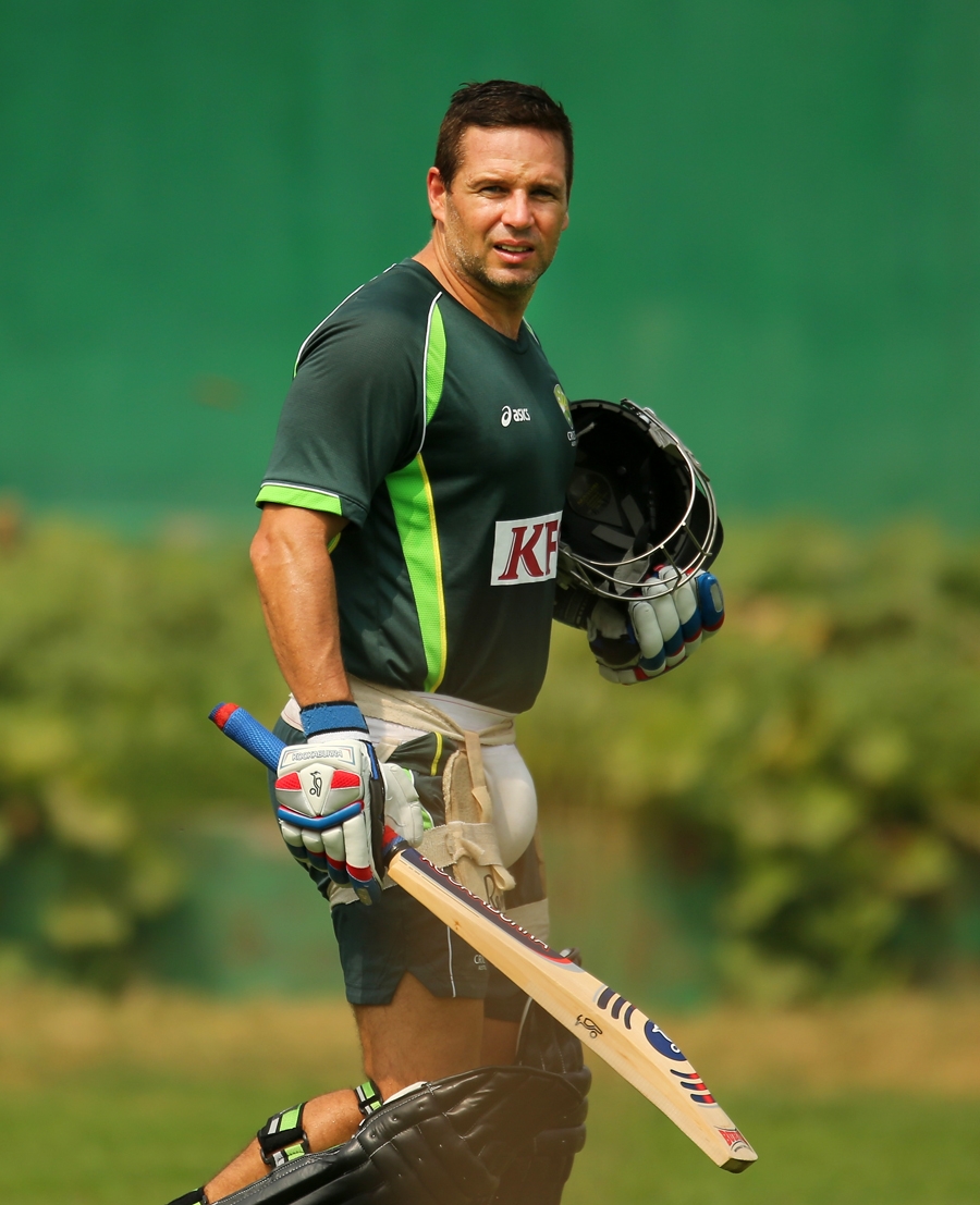 Brad Hodge heads to the nets in Mirpur on Saturday. Australia meet Pakistan in World Cup twenty20 today.