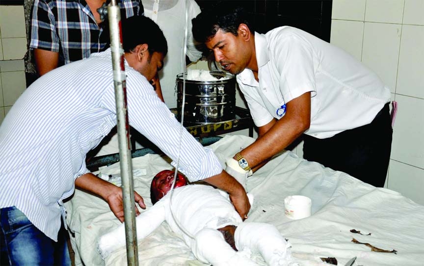 A one and a half year old child among three was critically injured in gas cylinder blasts at kitchen room in city's Kamrangirchar area on Saturday.