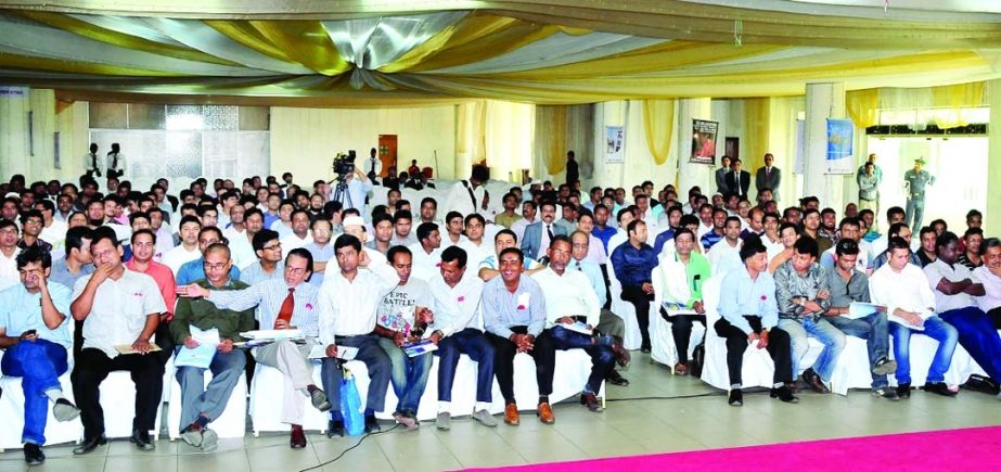 Abedur Rashid Khan, Chairman of the Board of Directors of Dutch-Bangla Bank presiding over the 18th Annual General Meeting (AGM) held at Officers Club in the city on Sunday. The AGM approves 40 percent cash dividend for its shareholders for the year 2013.