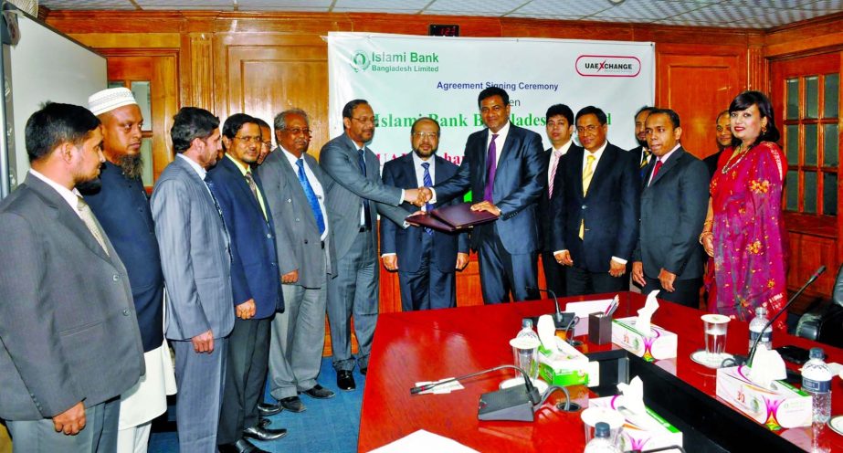 Bazlur Rahman Khan, Director of UAE Exchange, Md Mahbub-ul-Alam, Deputy Managing Director of Islami Bank Bangladesh Limited and Sontosh Nayar, CEO, UAE Exchange Malaysia signed a remittance agreement for providing safe and rapid remittance services to exp