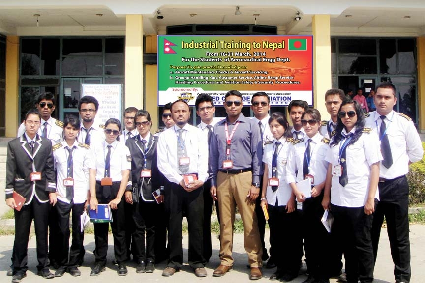 Students of United College of Aviation, Aeronautical Engineering Department of Science and Management have recently visited Nepal under the leadership of its Vice Principal, Squadron Leader (Retired) Kazi Mofizul Islam. The students gathered knowledge by