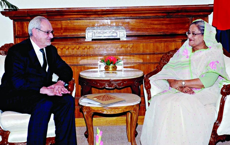 Regional Vice-President of South- Asia region of World Bank Mr Philippe Le Heuerou paid a courtesy call on Prime Minister Sheikh Hasina at the latter's office on Tuesday. BSS photo