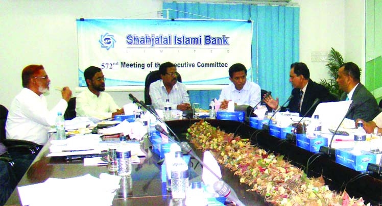 Mohammad Younus, Chairman of the Executive Committee of Shahjalal Islami Bank Limited presiding over the 572nd EC meeting at its head office recently.