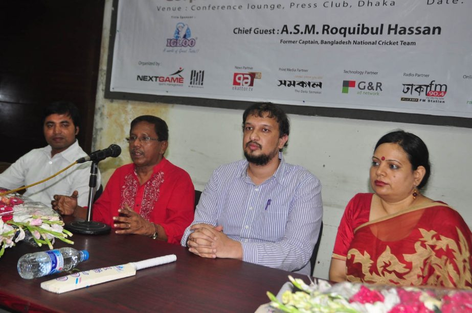 Former captain of Bangladesh National Cricket team ASM Raqibul Hasan speaking at a press conference in the National Press Club on Wednesday.
